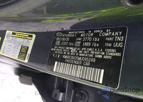 2021 Hyundai Venue Denim z USA, uszkodzony, nr VIN KMHRC8A35MU095249